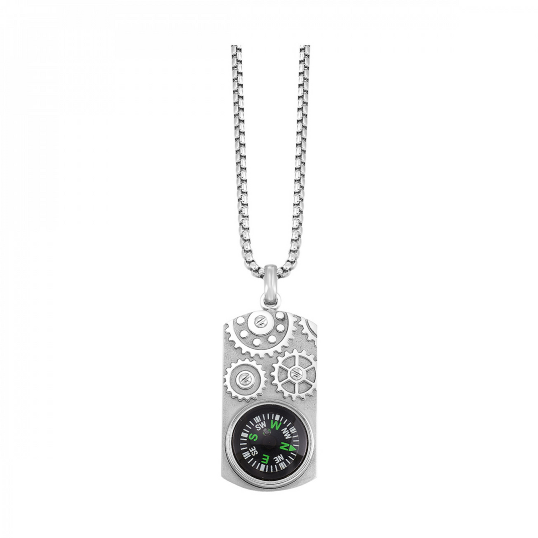Stainless Steel Compass Dog Tag