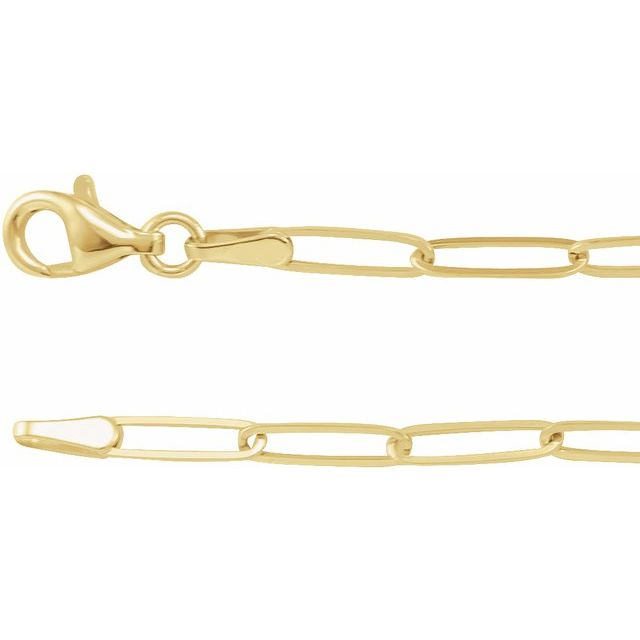 14K Yellow Gold Paperclip-Style Chain Necklace (2.6 mm, 16")
