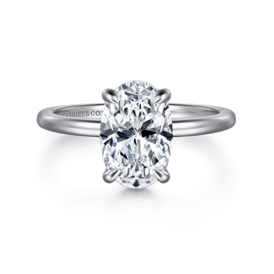 14K White Gold Oval Hidden Halo Solitaire Engagement Ring Setting (2 ct.)