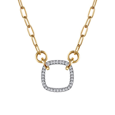 14K White & Yellow Gold Diamond Paperclip Necklace (0.23 ctw)