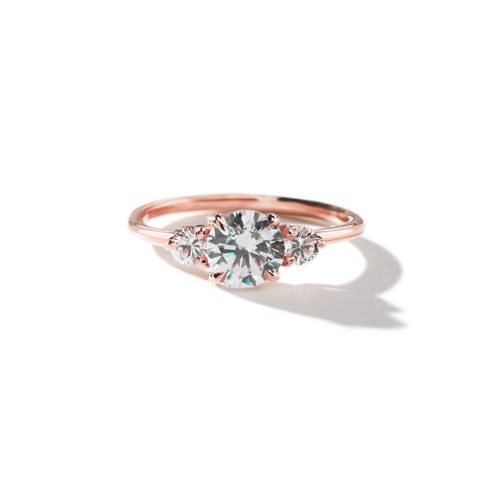 18K Gold Three Stone Engagement Ring 1.6mm