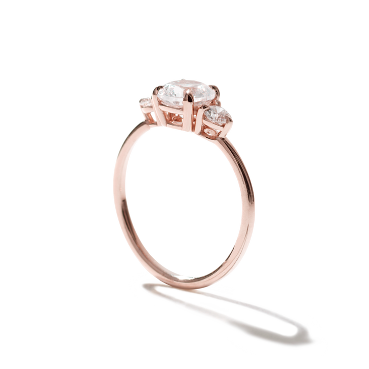 18K Gold Three Stone Engagement Ring 1.6mm
