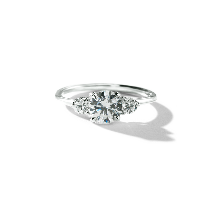 18K Gold Three Stone Engagement Ring 1.6mm
