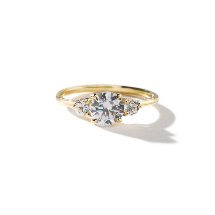 18K Gold Three Stone Diamond Engagement Ring