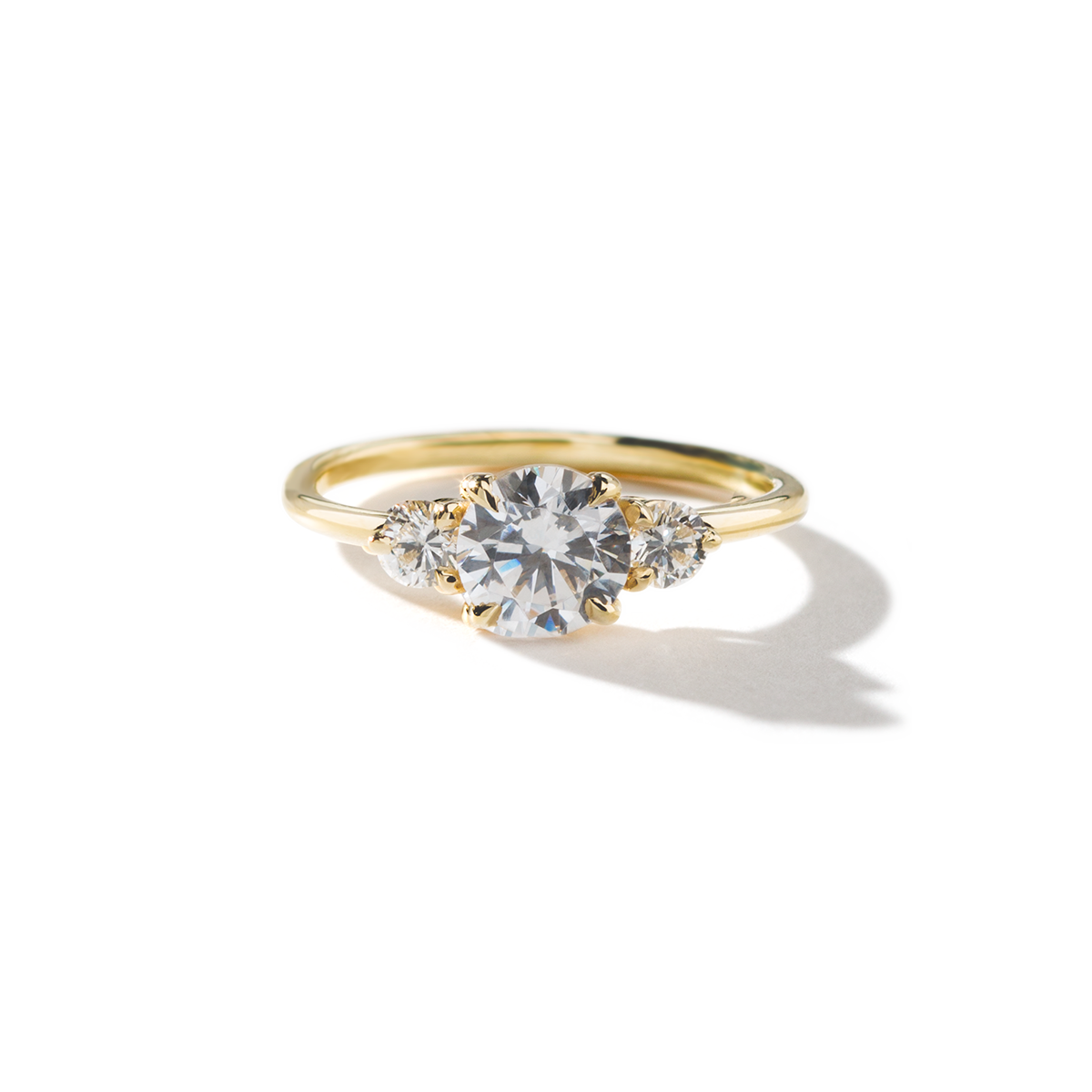 18K Gold Three Stone Engagement Ring 1.6mm – S.E. Needham Jewelers