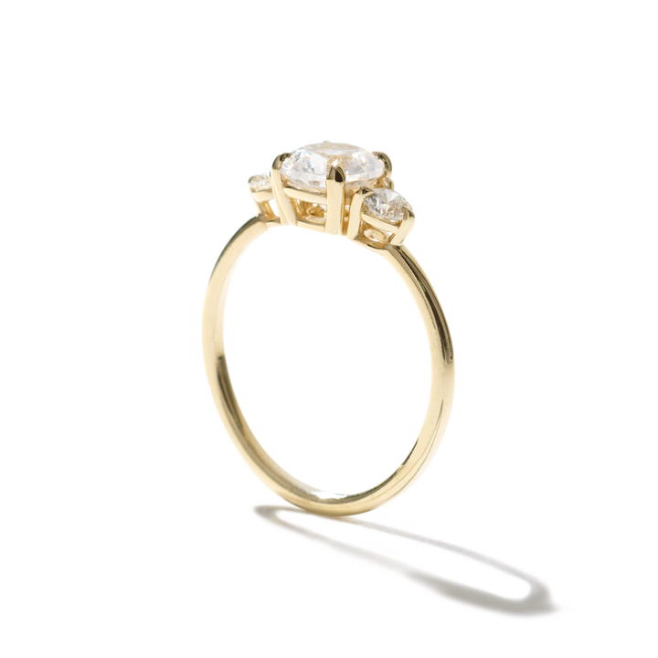 18K Gold Three Stone Diamond Engagement Ring