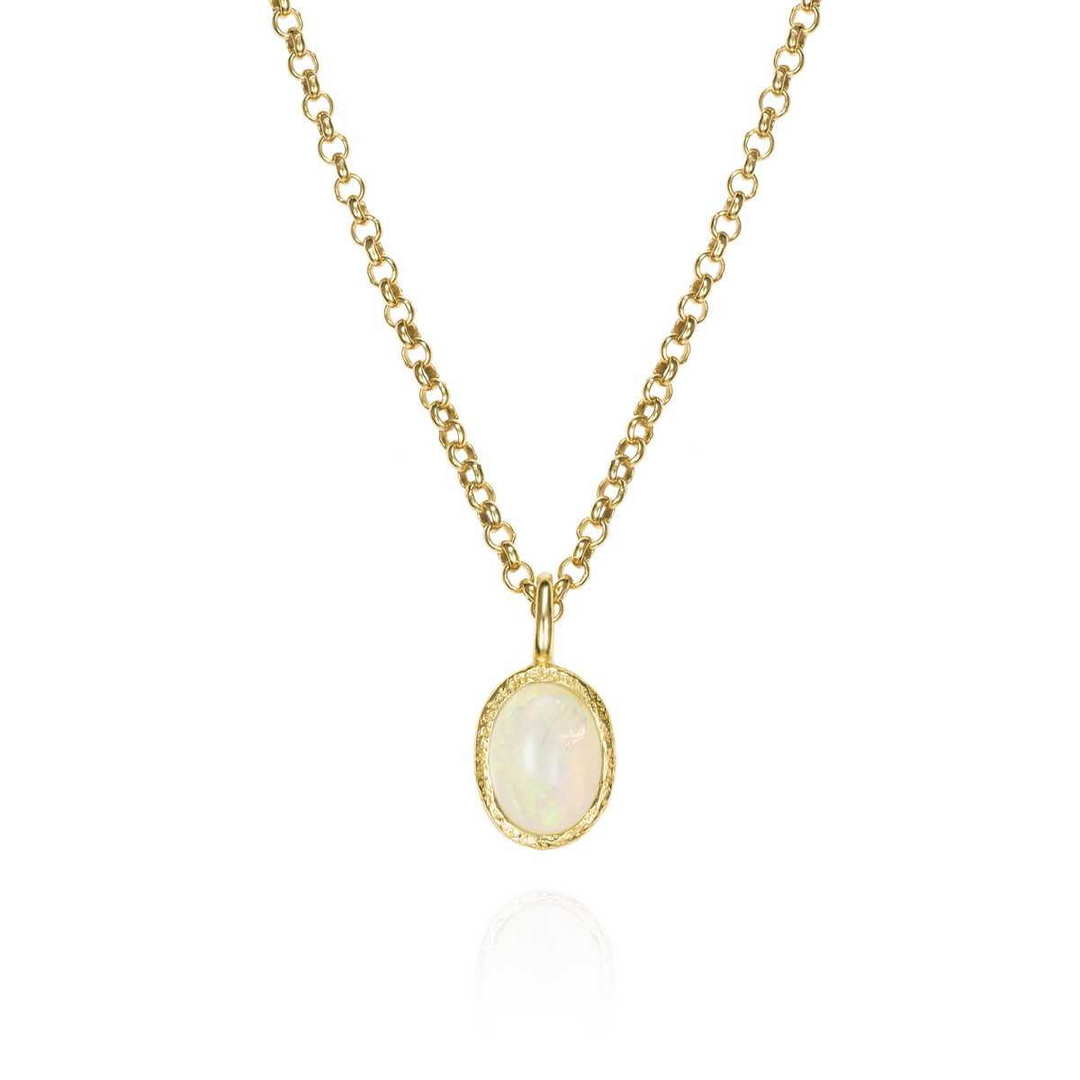 Sterling Silver Natural Opal Pendant in 18k Gold Plating