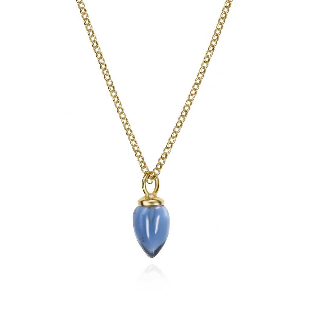 Sterling Silver Natural Iolite Pendant in 18k Gold Plating