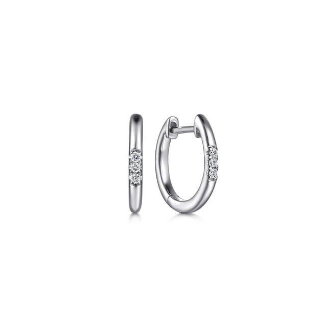 Diamond Huggie Earrings in Sterling Silver