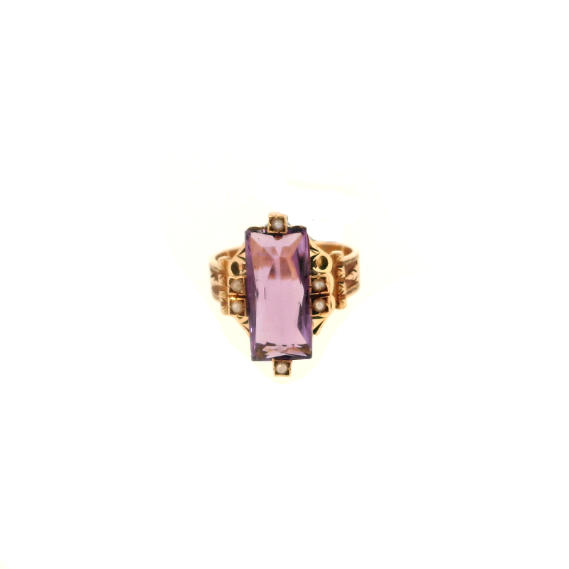 10KY PEARL / AMETHYST RING 074