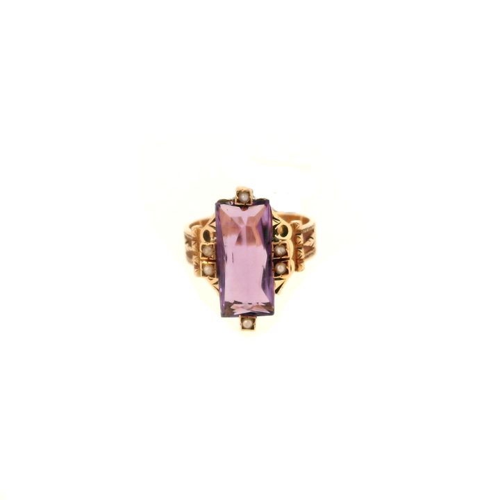 10KY PEARL / AMETHYST RING 074