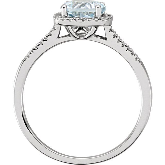 Sterling Silver Natural Aquamarine Halo Cocktail Ring