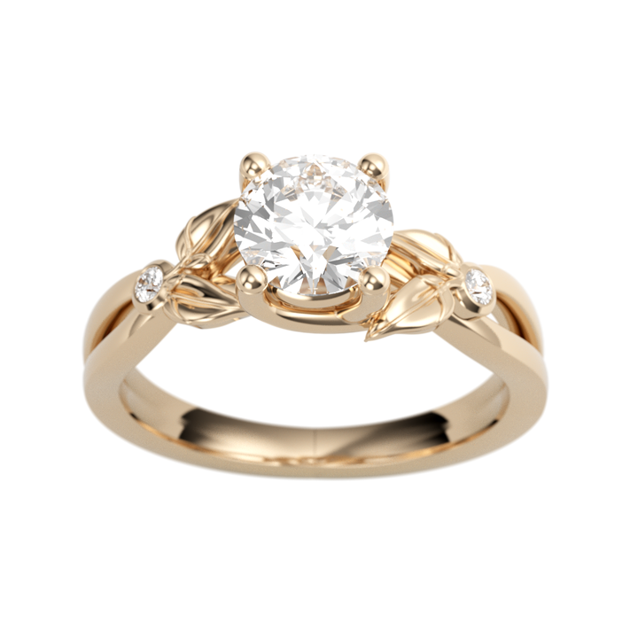 14K Rose Gold Floral Twist Round Diamond Semi-Mount Ring .03CTW.