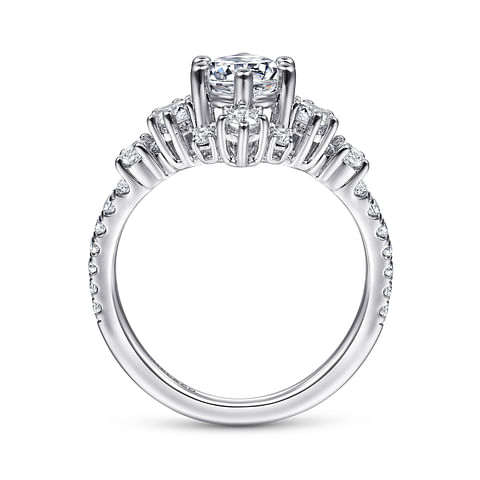 14K White Gold Accented Round Diamond Semi-Mount Ring .52CTW.