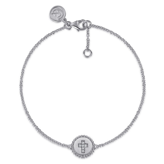 Cross Bracelet 925 Sterling Silver Diamond 0.03ct Bujukan
