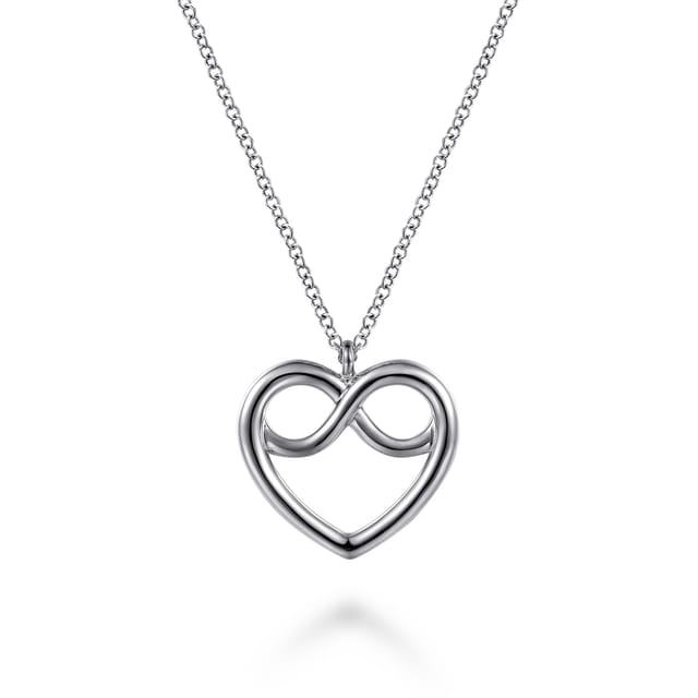 Sterling Silver Heart Love Knot Pendant Necklace