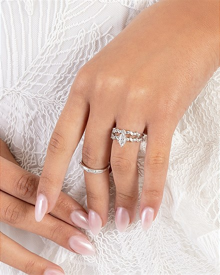 14K White Gold Marquise Diamond Engagement Ring Semi Mount (0.46 ctw)