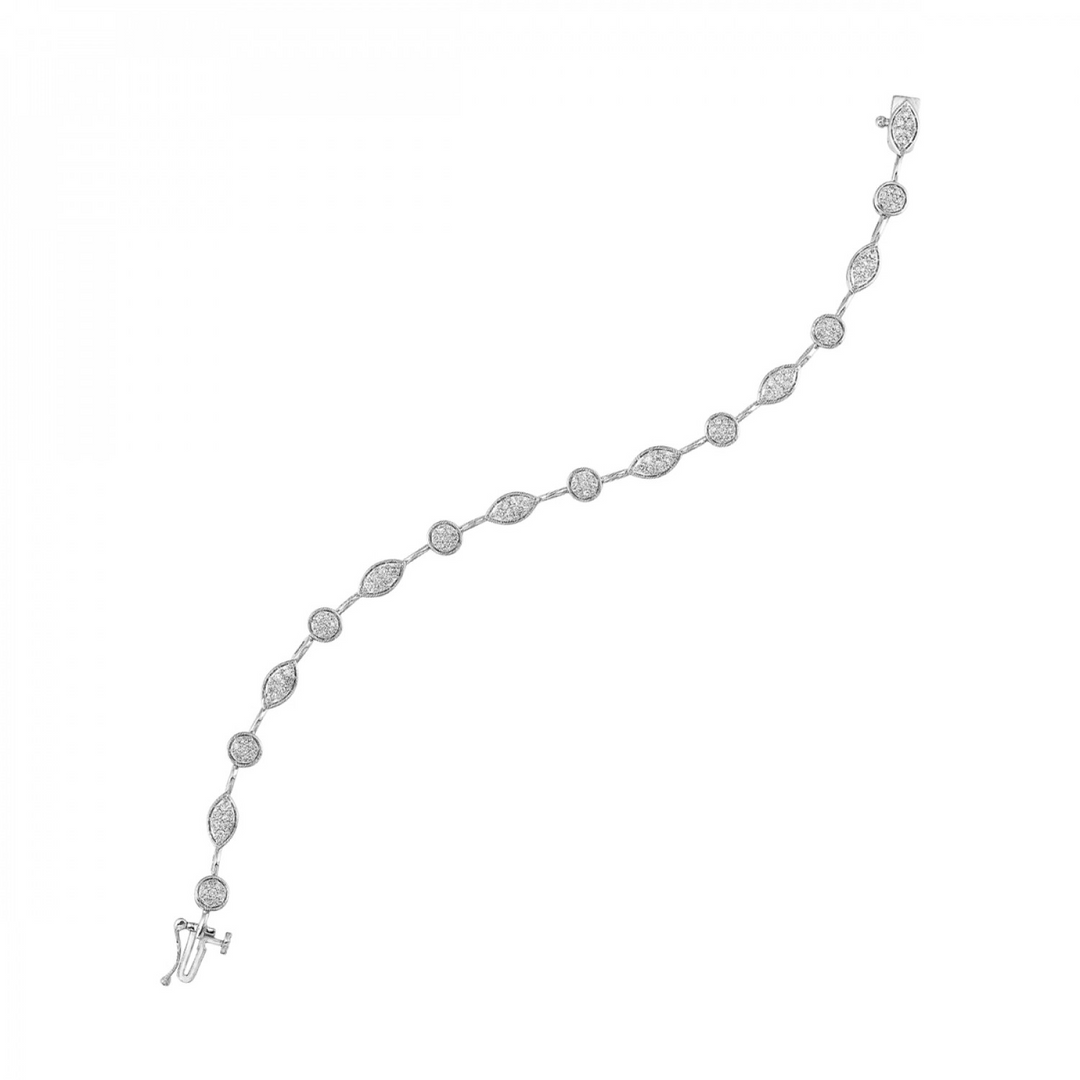 14K White Gold 1.00 CTW. Natural Diamond Tennis Bracelet