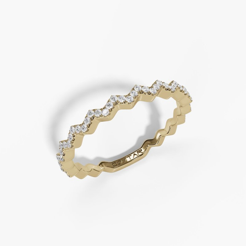 14K Yellow Gold Natural Diamond Zigzag Stackable Band (0.13 ctw)