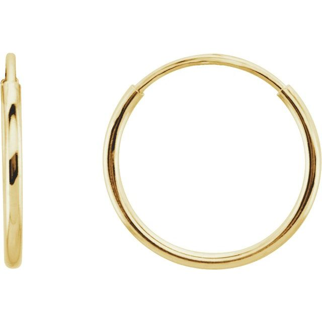 14K Yellow Gold Endless Tube 12 mm Hoop Earring