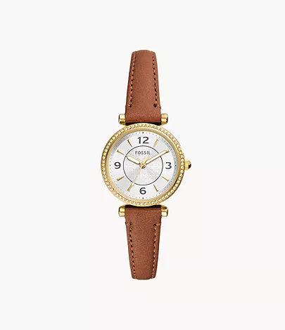 Fossil Watch: Carlie Three-Hand Medium Brown Leather ES5297
