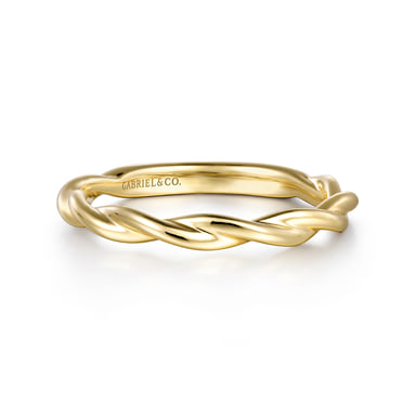 14K Yellow Gold Twisted Matching Wedding Band