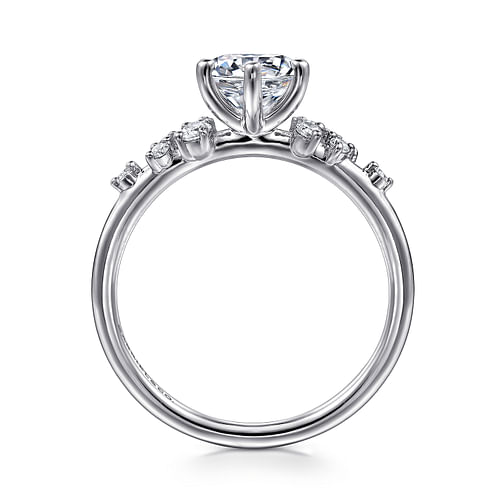 14K White Gold Accented Round Diamond Semi-Mount Ring 0.17CTW.