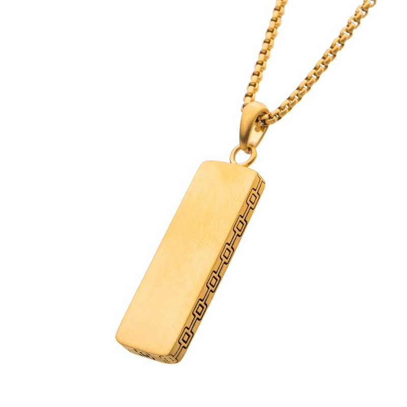 18K Gold Ion-Plated Drop Pendant Necklace (22 Inch)