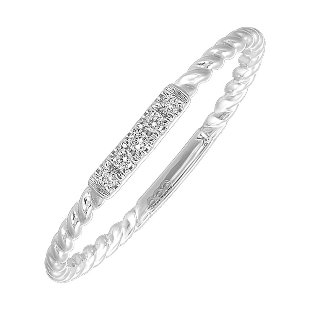 10K White Gold 0.05CTW Natural Diamond Stackable Ring