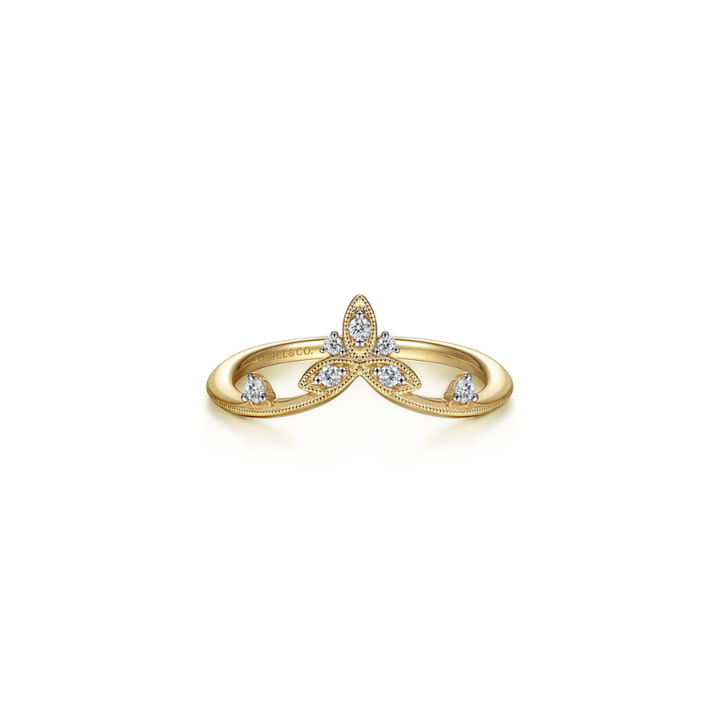 14K Yellow Gold Chevron Diamond Ring (0.09 ctw)