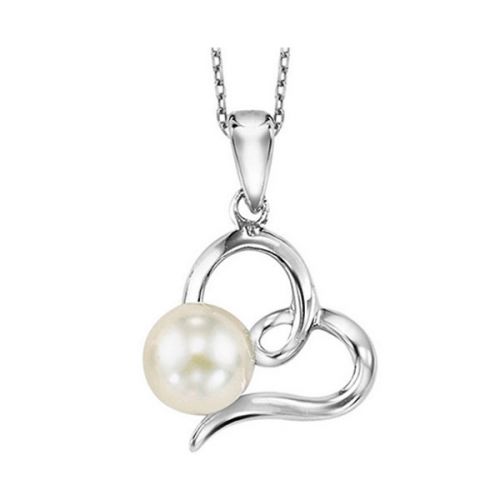 Sterling Silver Pearl Heart Pendant Nekclace