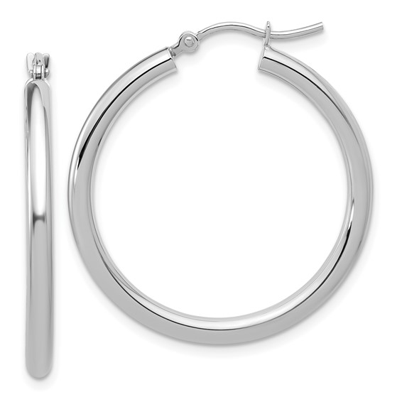 14K White Gold Lightweight Tube Hoop Earrings