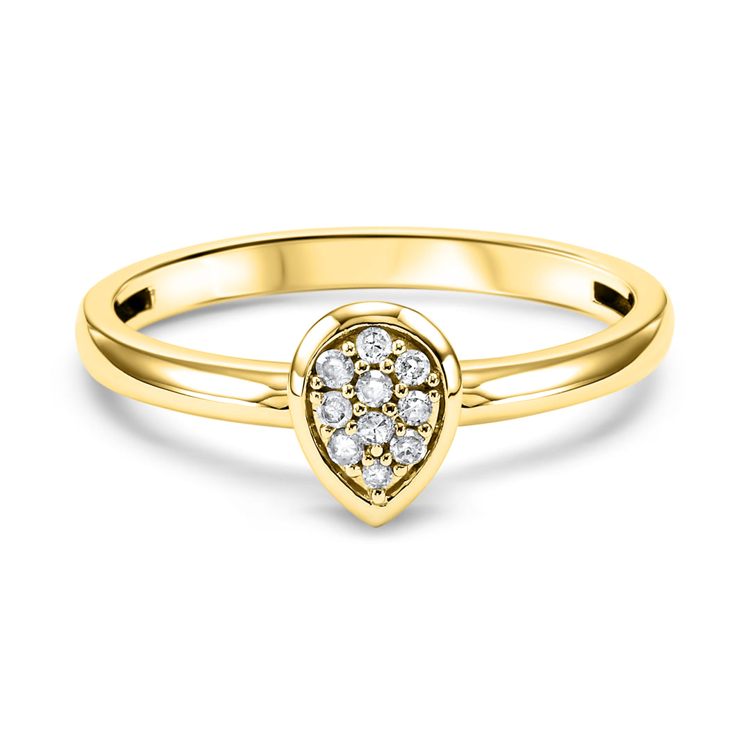 10K Yellow Gold Pear Solitaire Diamond Ring 0.09CTW.