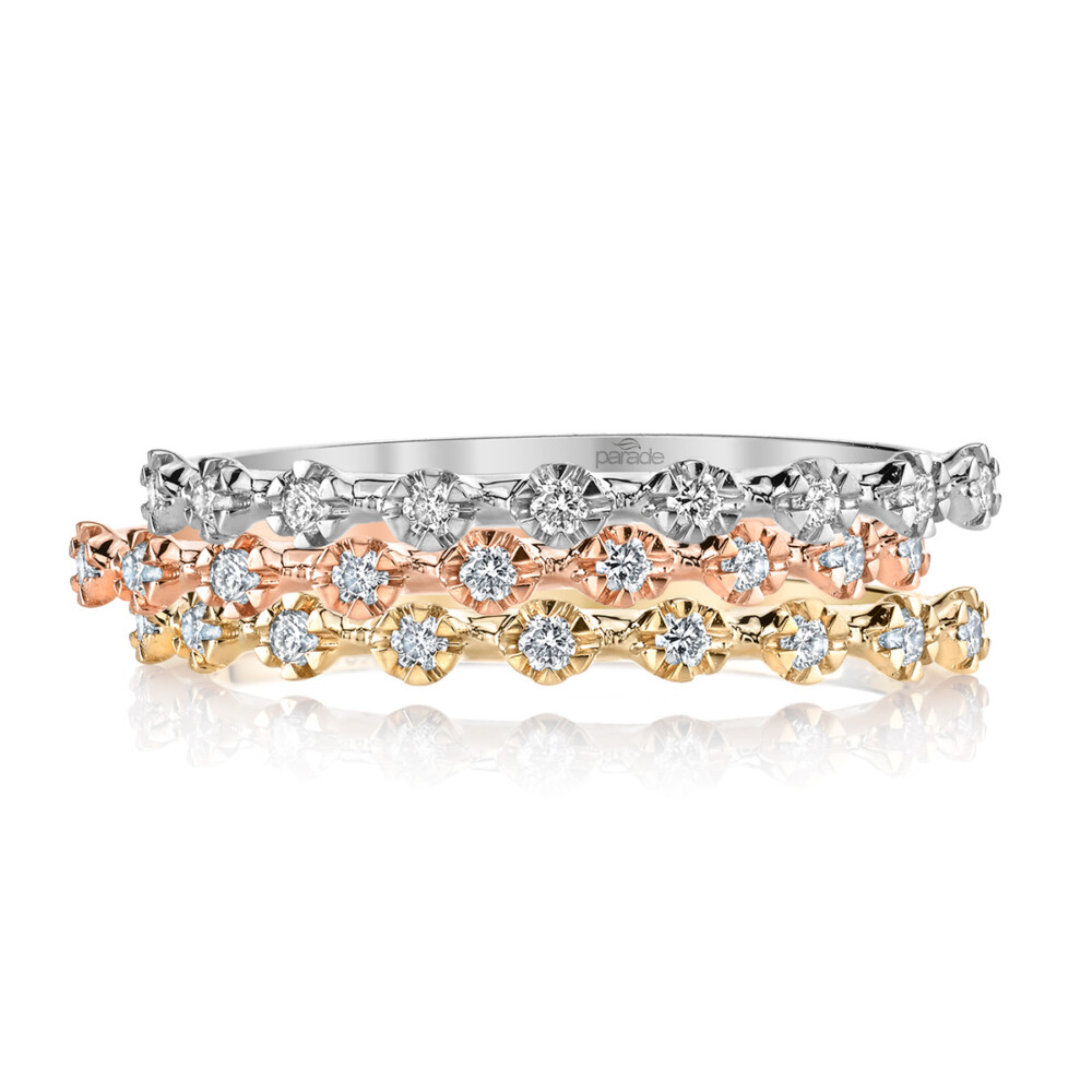 14K Yellow Gold Bezel-Set Round Diamond Anniversary Band Mounting (1.5 mm)