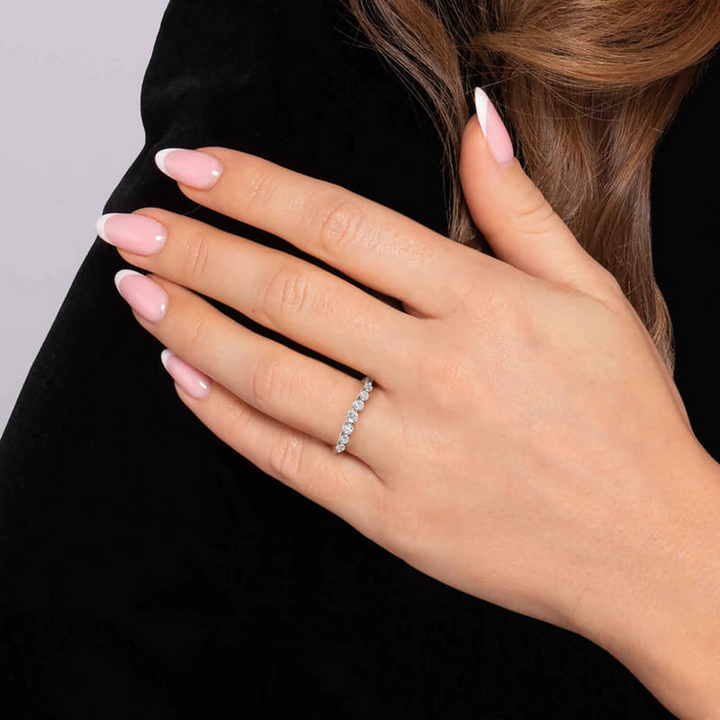 14K White Gold Share Prong Diamond Anniversary Band