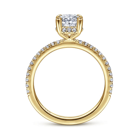 14K Yellow Gold Accented Straight Round Diamond Semi-Mount Ring .26CTW.