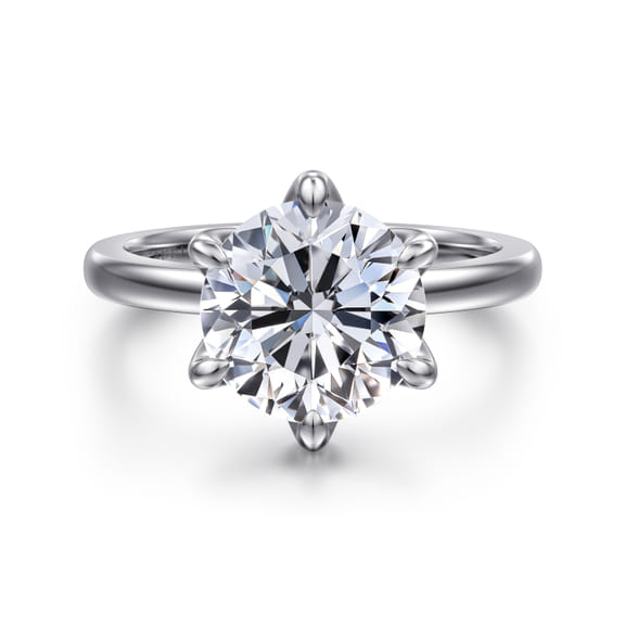 14K White Gold Round Solitaire Engagement Ring
