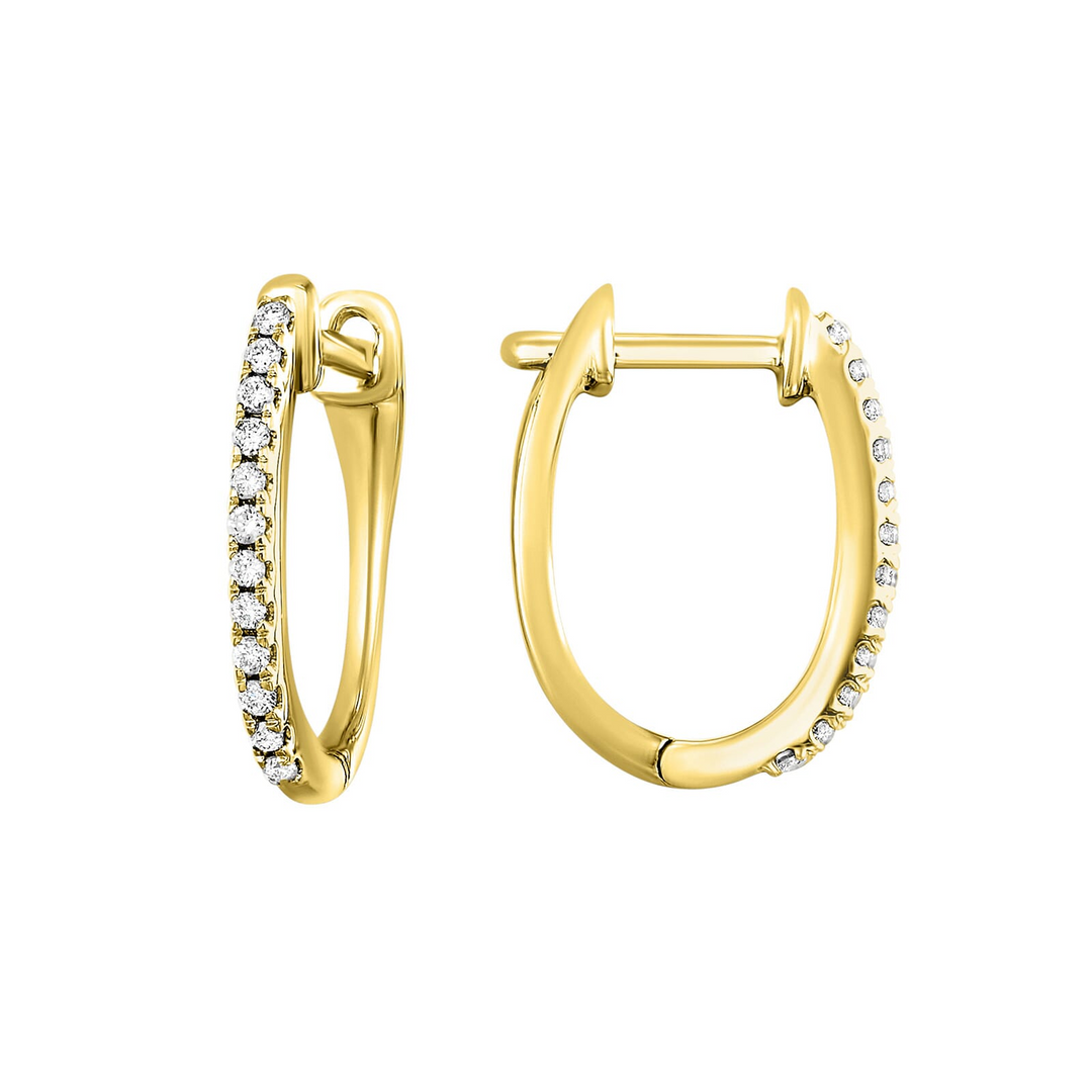 10K Yellow Gold Round Diamond Hoop Earrings (0.10 ctw)