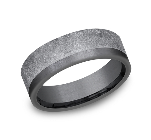 Light Gray Tantalum Swirl Comfort Fit 7mm Wedding Band