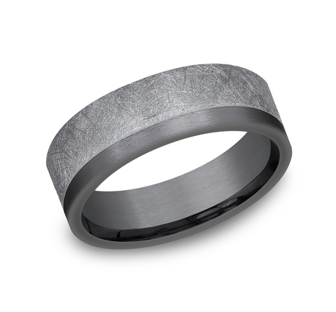 Dual Tone Gray Tantalum Swirl Comfort Fit 7mm Wedding Band