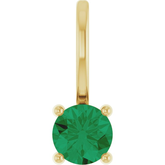 14K Yellow Gold Lab Grown Emerald Solitaire Pendant Necklace