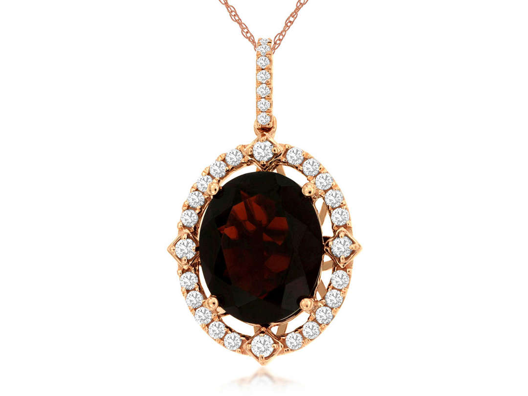 14KR .38 CTW DIA / GARNET PEND