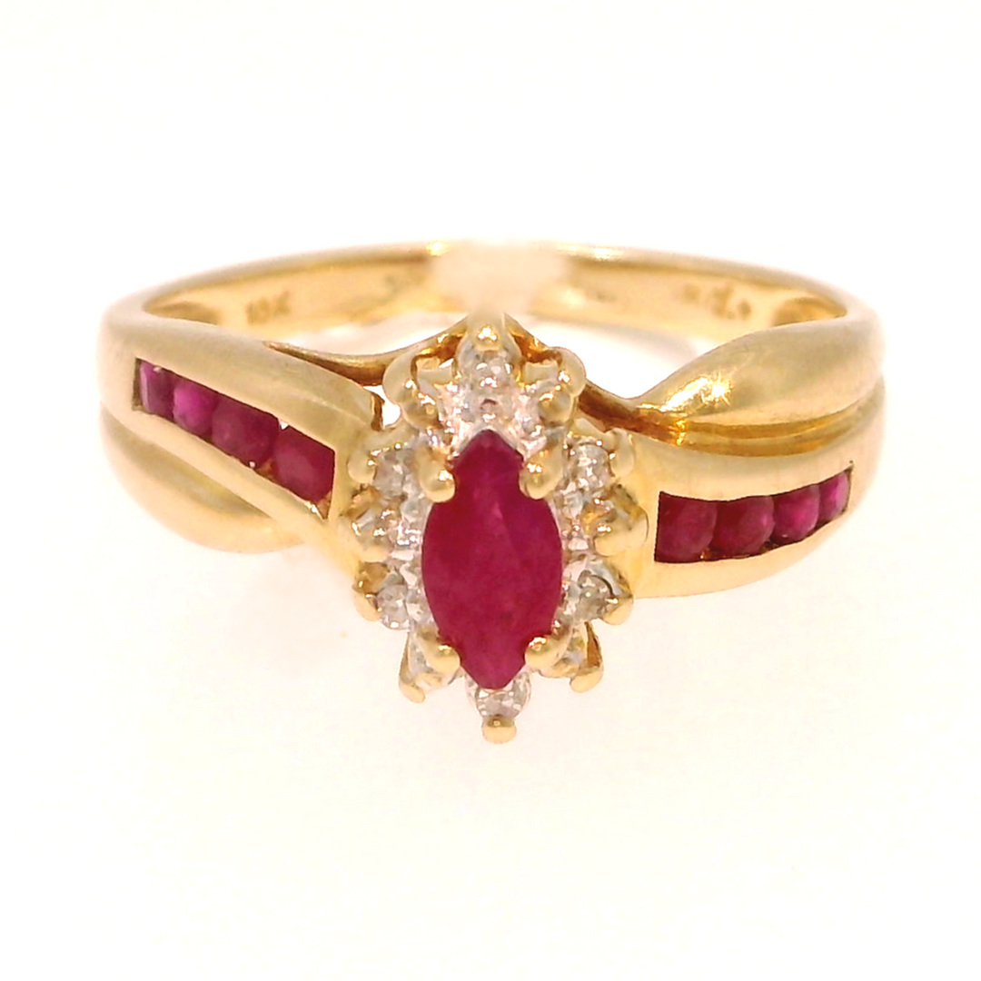 14KY .03 CTW DIA / RUBY RING 0