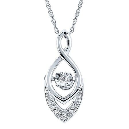 Sterling Silver Natural Diamond Pendant Necklace