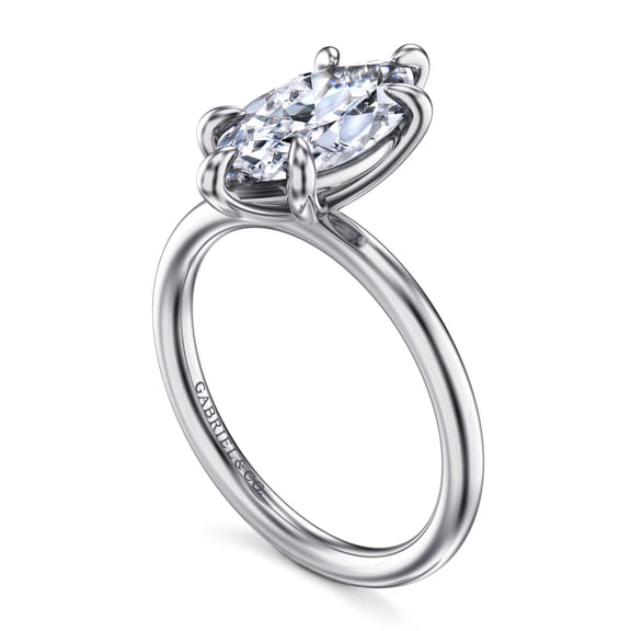 14K White Gold Marquise Shape Solitaire Engagement Ring