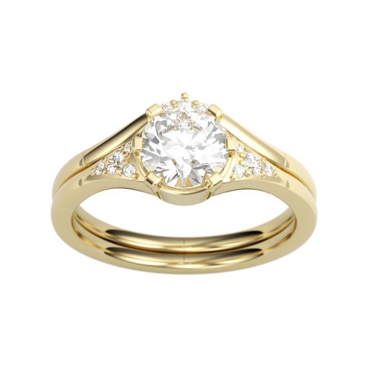 14K Yellow Gold Accented Round Diamond Semi-Mount Ring .07CTW.