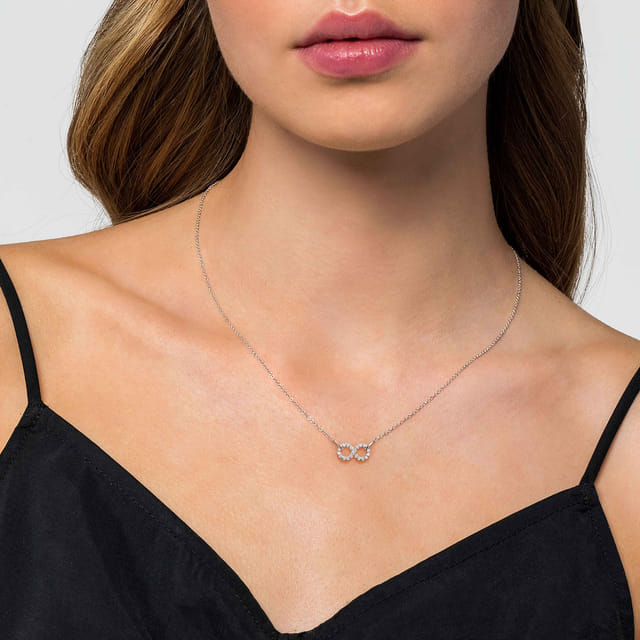 Sterling Silver White Sapphire Infinity Symbol Pendant Necklace