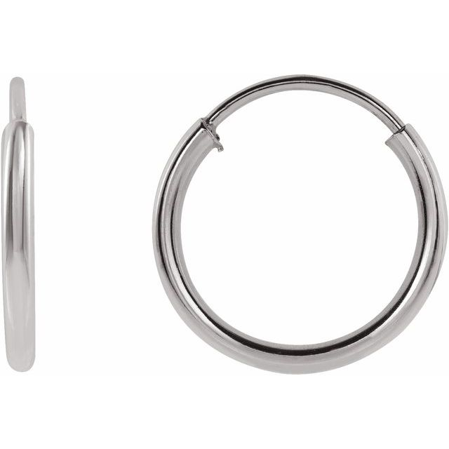 14K White Gold 10mm Huggie Endless Hoop Earrings