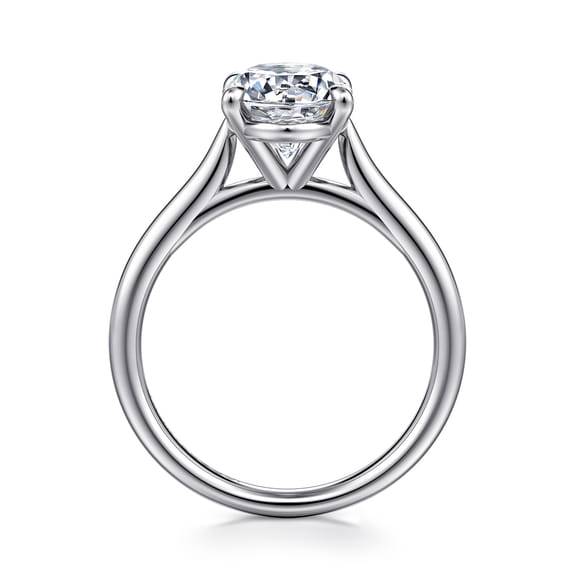 14K White Gold Oval Solitaire Diamond Engagement Ring