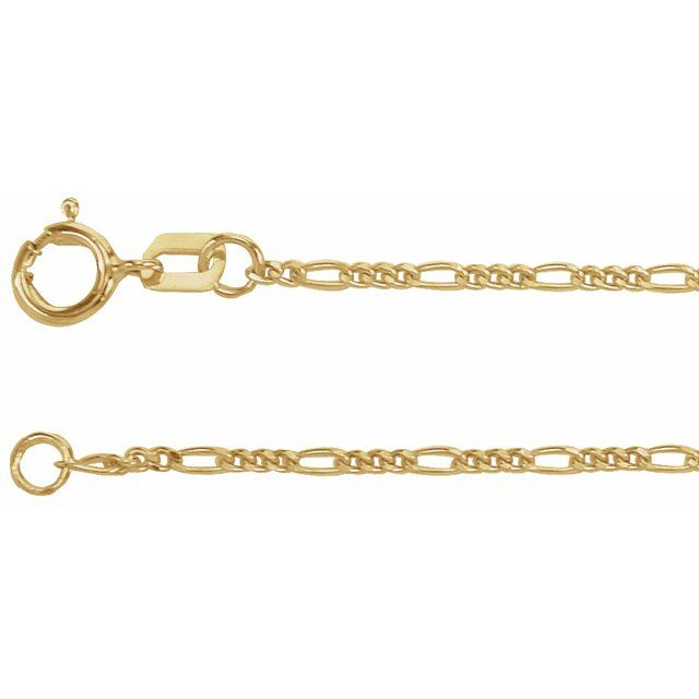 14K Yellow Gold Figaro Chain Necklace (1.28 mm, 18")
